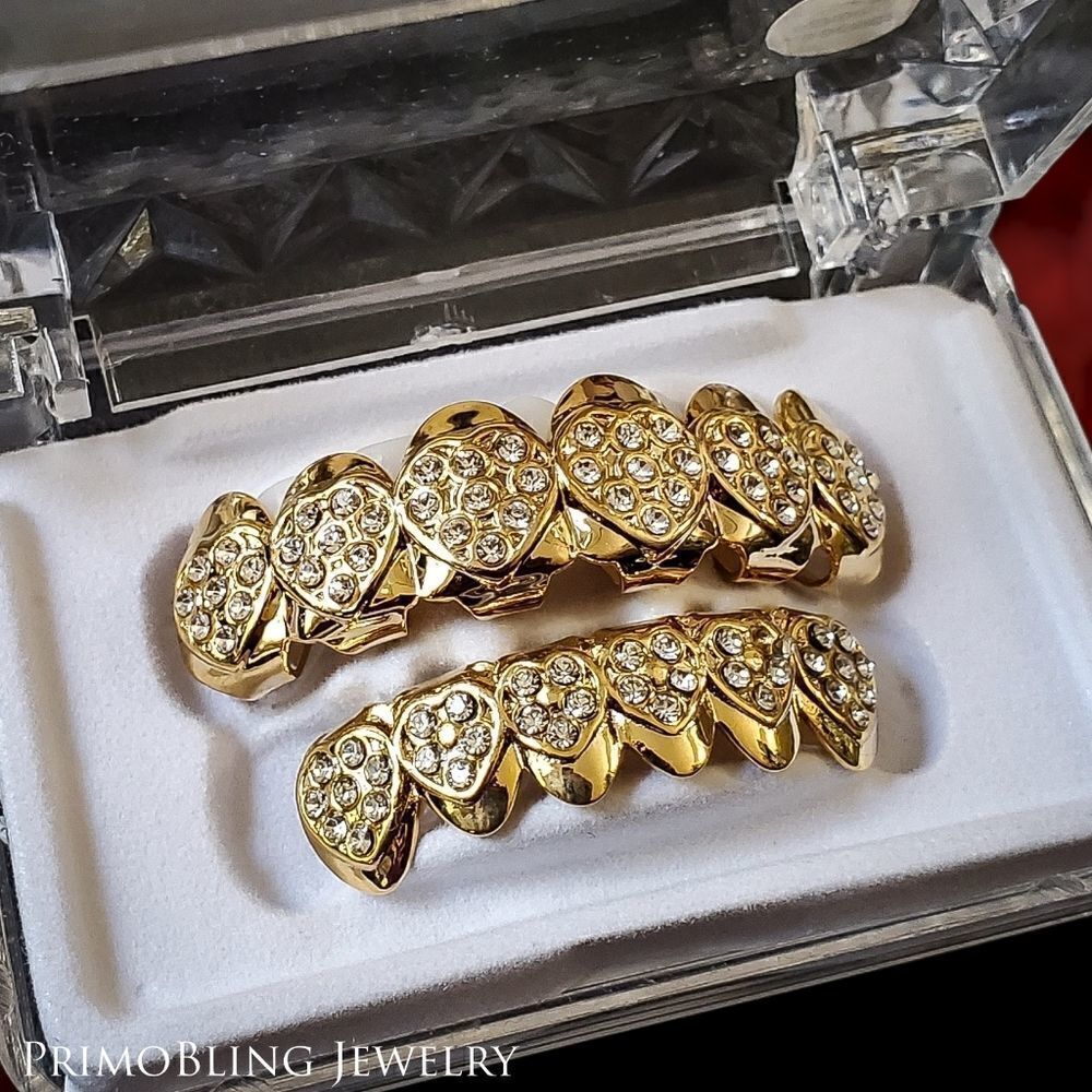 Iced Out Gold Heart Shaped Grillz